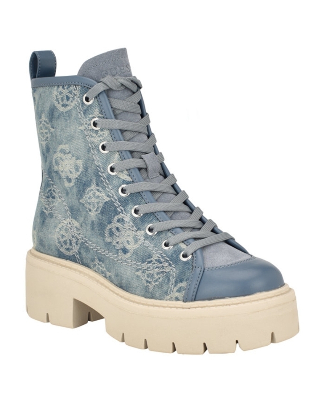 Women's Shutter Lace-Up Logo Pattern Combat Boots